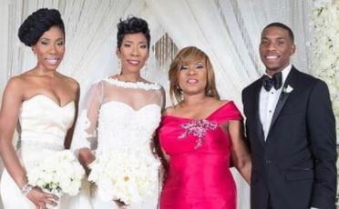 Broderick Harvey Jr. with twin sisters Karli and Brandi at the wedding of Karli.